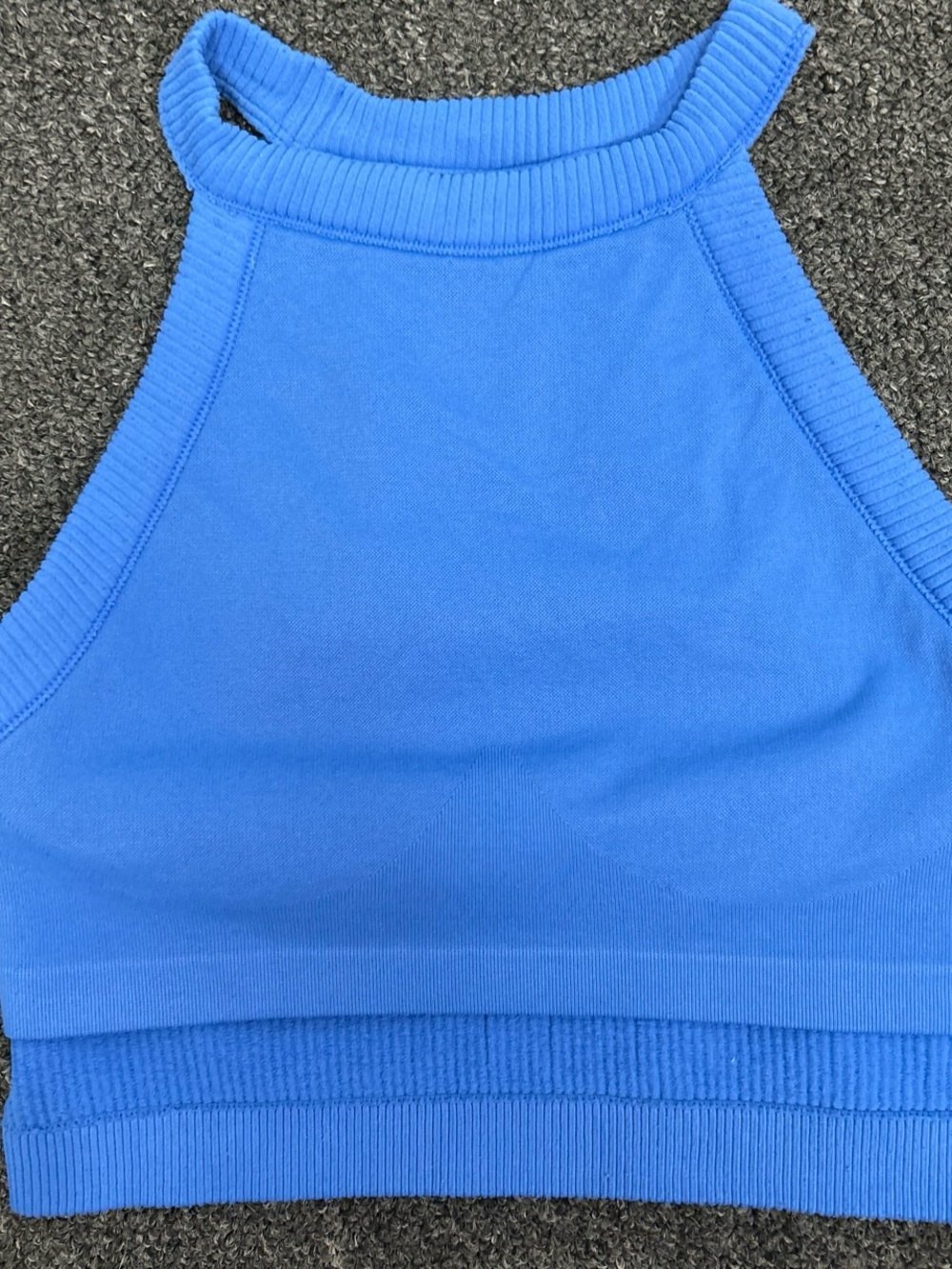 aerie Ribbed High-Neck Crop Tank Top - Bright Blue - Picture 3 of 5